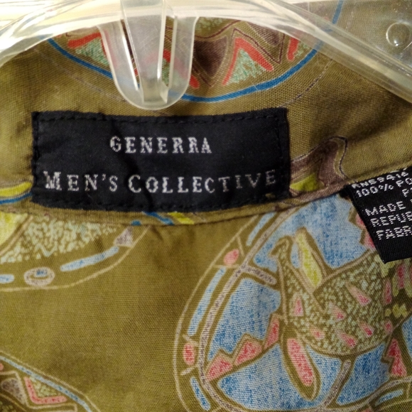 ⭐VINTAGE GENERRA MENS RAYON DRESS BUTTON UP SHIRT TRIBAL HAWAIIAN LARGE - Picture 5 of 8